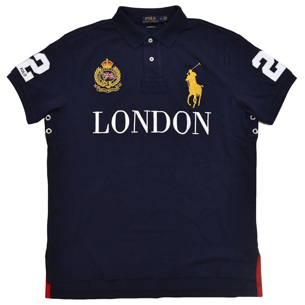 Ralph Lauren Men's Polo Shirt in Navy with Embroidered Accents - S